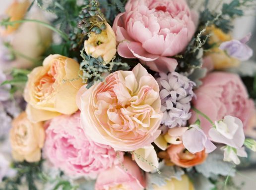 Pastel flowers Pastel pink orange and violet wedding flowers